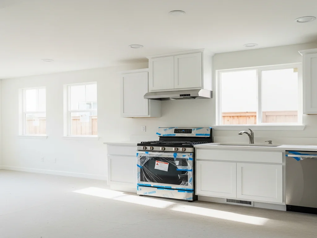 A newly built home interior after final cleaning, ready for handover