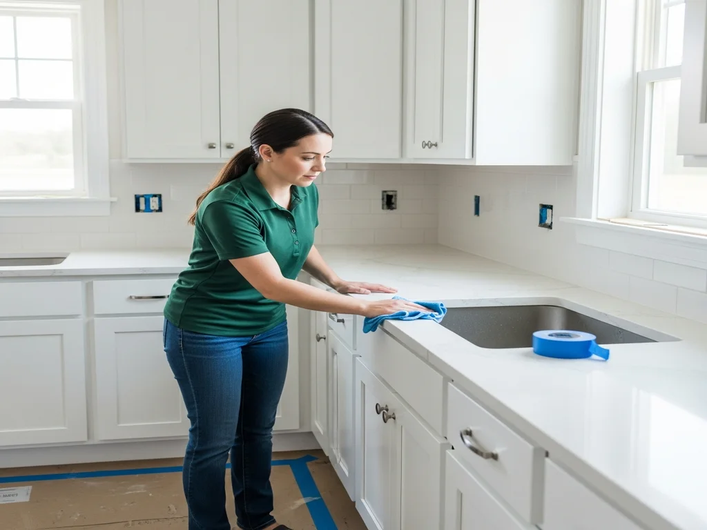 Final cleaning of a newly completed residential interior after construction