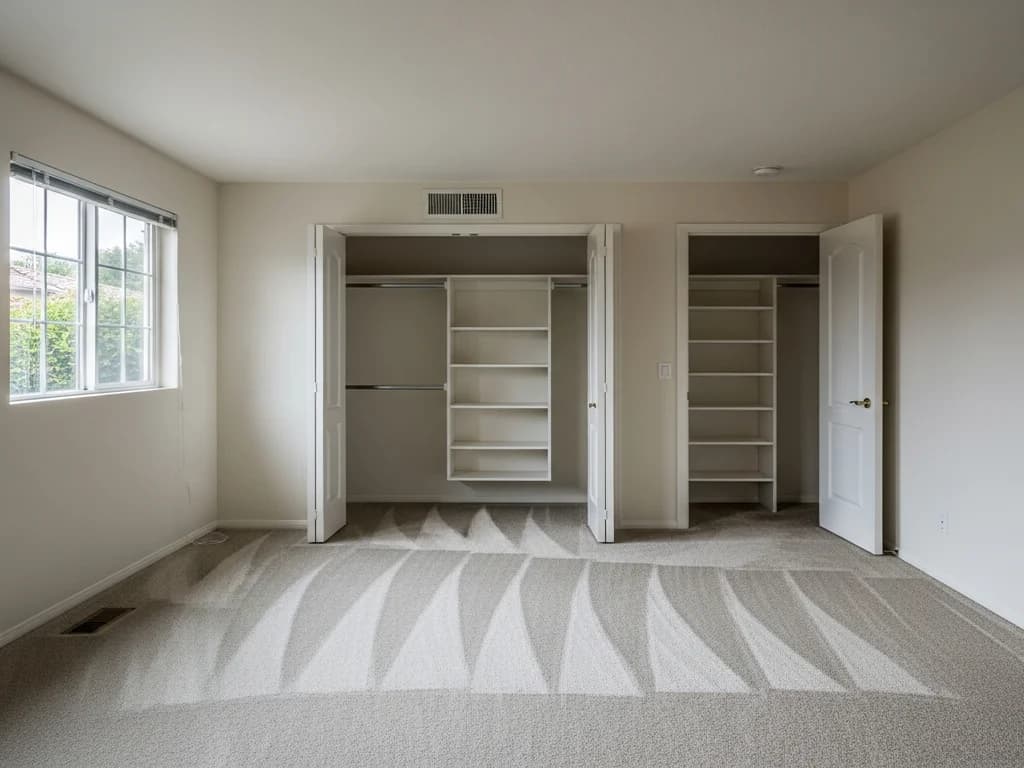 An empty, sunlit room with clean carpet and bare walls
